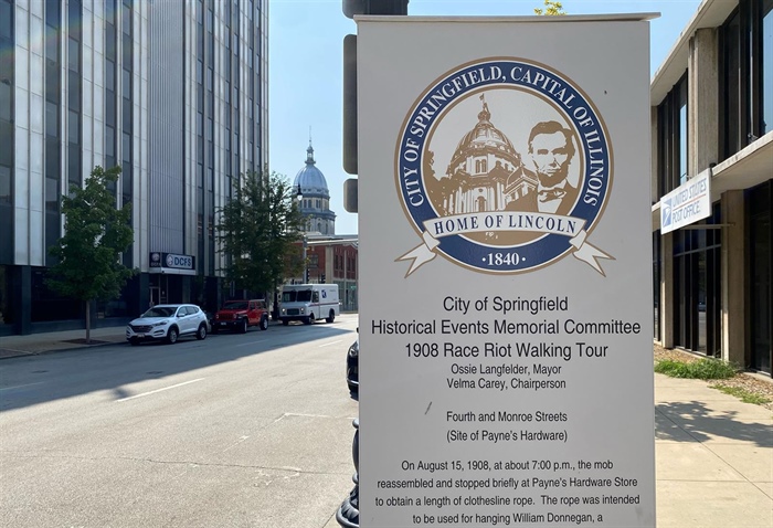 1908 race riot commemoration sign