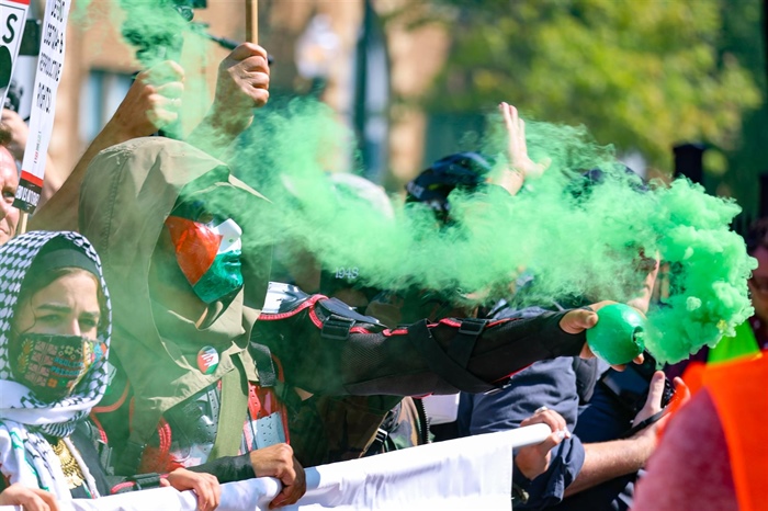 DNC protest smoke